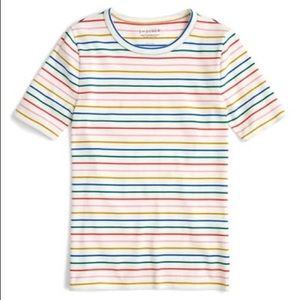 J Crew Perfect Fit Tee In Candy Stripe Rainbow